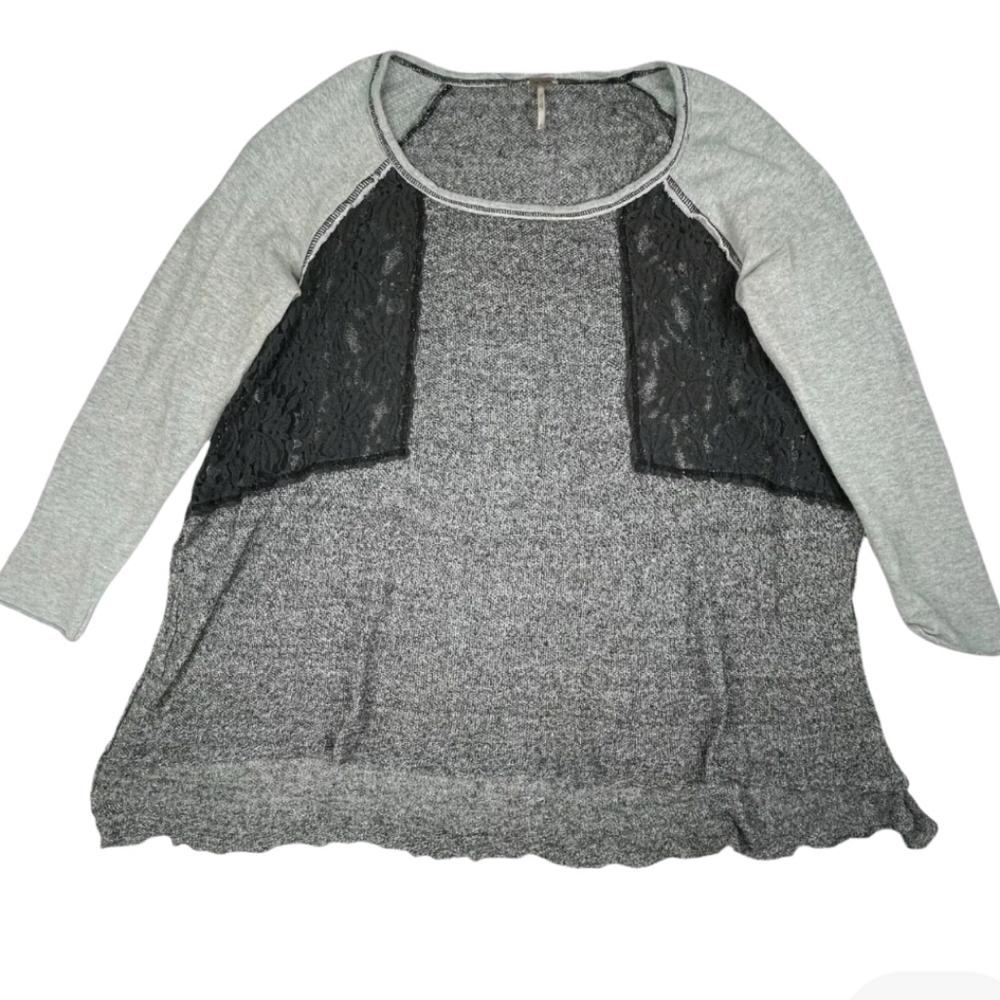 Free People Lace Inset Colorblock Pullover Womens Small